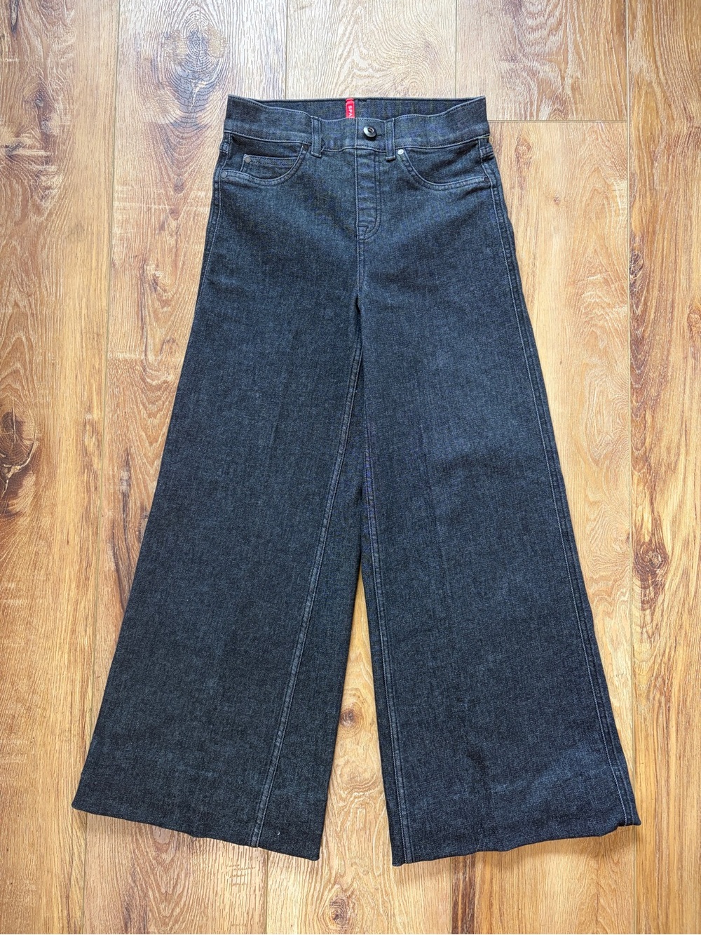 SPANX Dark Gray Wide-Leg High-Rise Pull on Jeans